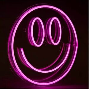 Pink Smiley Face LED Neon Sign